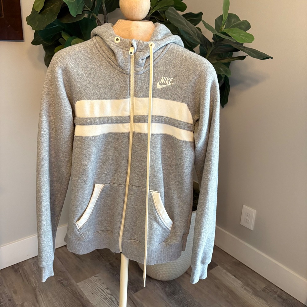 Nike Sportswear Boys Full Zip Hoodie Heather Gray Fleece L 12-14 Sweatshirt